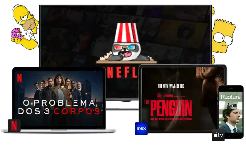 Interface da plataforma CineFlick mostrando filmes e séries